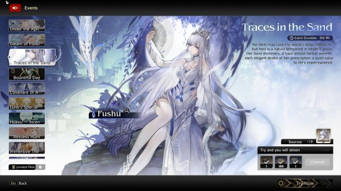 Traces in the Sand Event DNA Menu