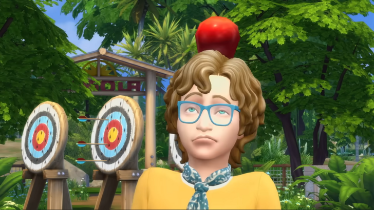 The Sims 4 Adventure Trailer Kid With Apple On Head