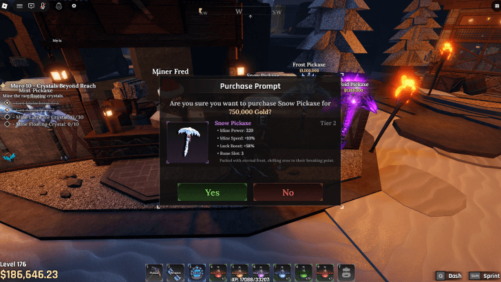 Purchase Snow Pickaxe from the Shop