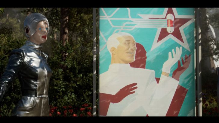 Atomic Heart robot and poster