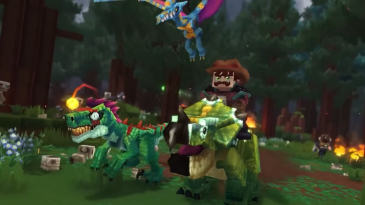 Hytale Character With Multiple Dinosaurs