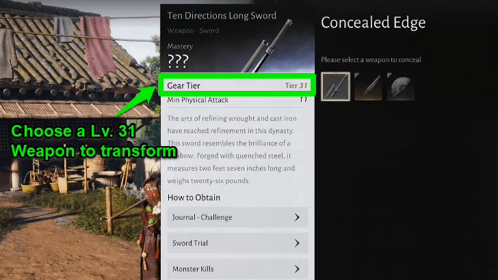 Transform Lv. 31 Weapon to Accessory