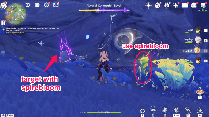 Genshin Impact Tower of Inversion Cleanse the Corruption Area 2 Step 1