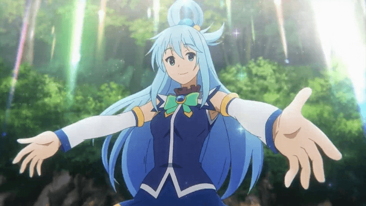 Aqua smiling with her arms open