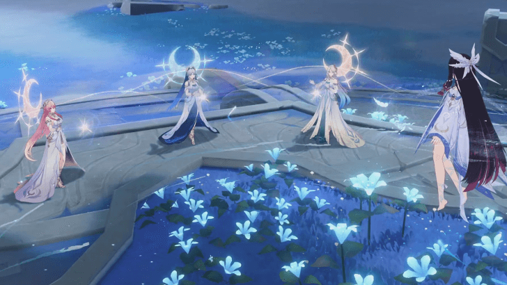 The Three Moon Sisters transferring their authority to Columbina