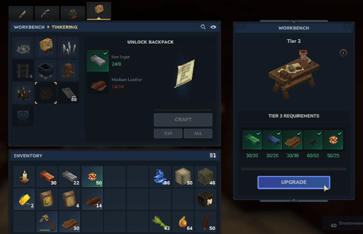 Upgrade Workbench Tier 3