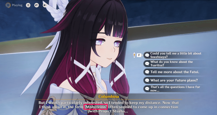 Genshin - Columbina Mentioning Mistilteinn