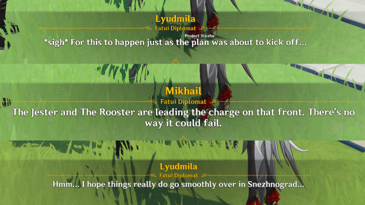 Genshin - Lyudmila and Mikhail Mentioning Stuzha