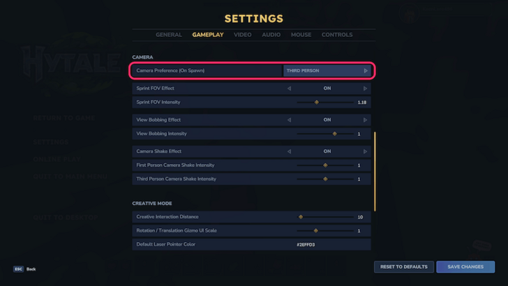 Change Camera Preference