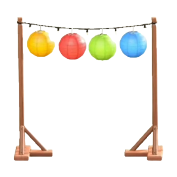 Colorful-Lantern Arch - Brown Poles