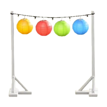 Colorful-Lantern Arch - White Poles