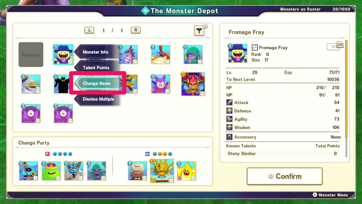 Change Monsters Name