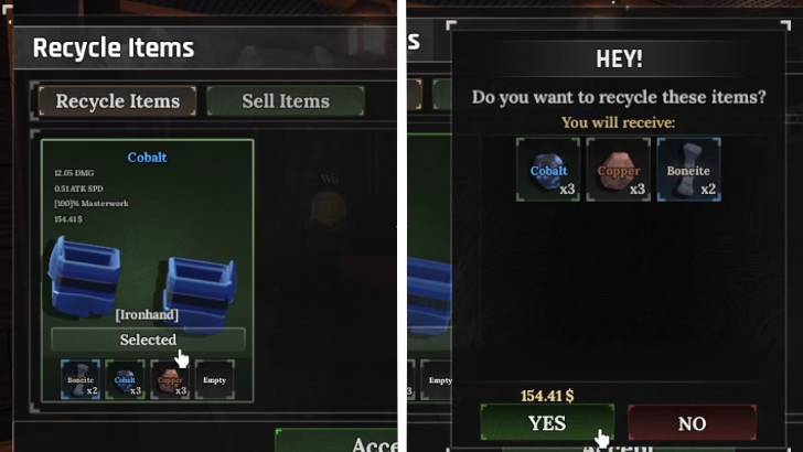 Choose Item to Recycle