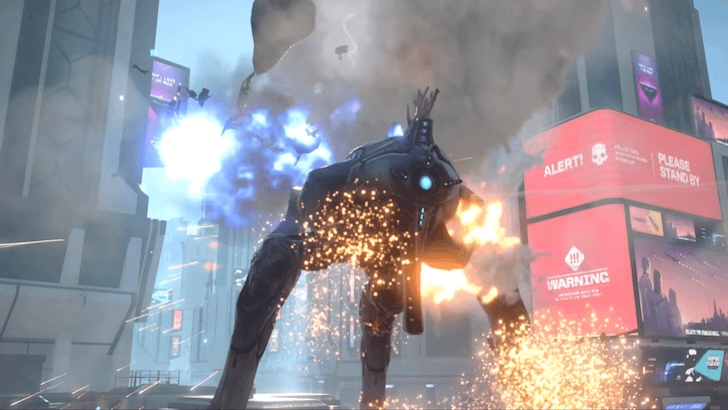 A harvester getting hit