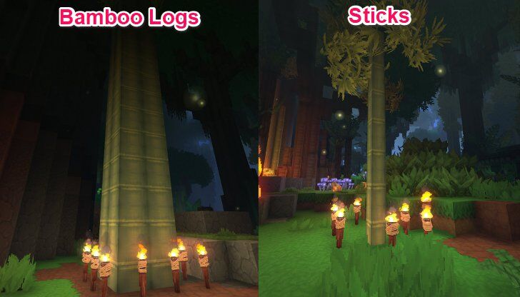 Bamboo Log vs Sticks