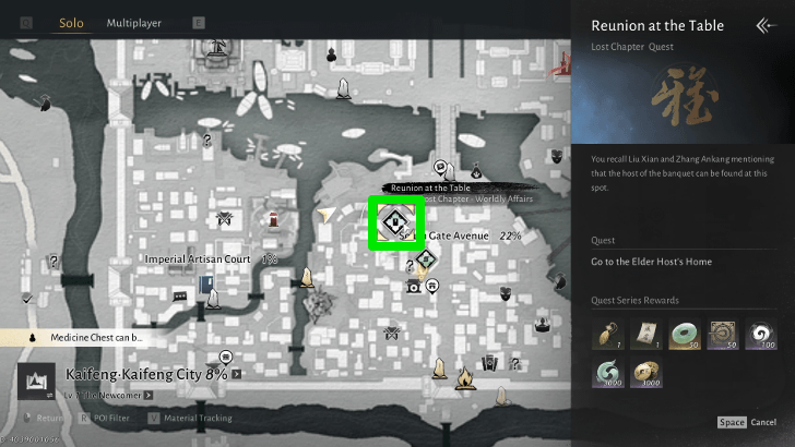 Reunion at the Table Map Location