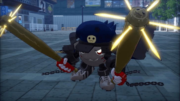 BanchoMamemon carrying two glowing weapons