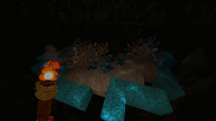 Blue Coral Sponge in Crystalline Depths