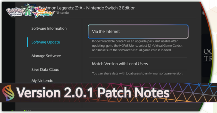 Pokemon Legends Z-A - Version 2.0.1 Patch notes Top Banner