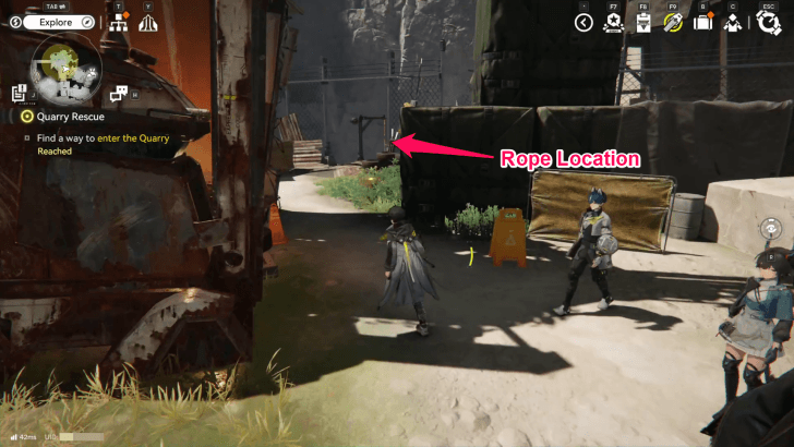 Head Down the Next Area Using the Rope