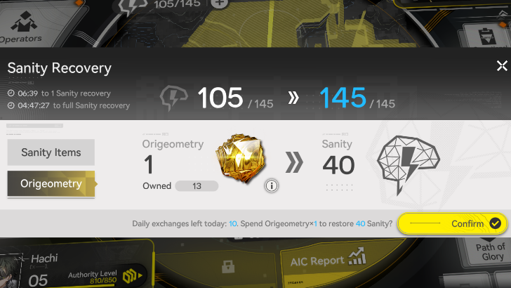 Arknights Endfield Recover Sanity With Origeometry