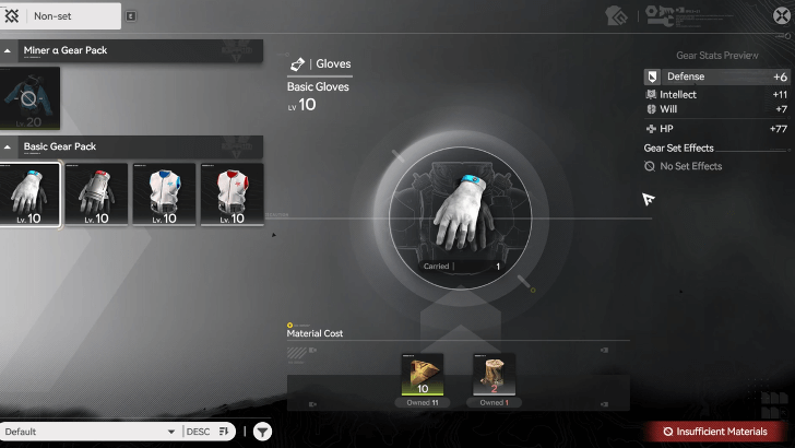 Optional Make a Piece of Basic Gear