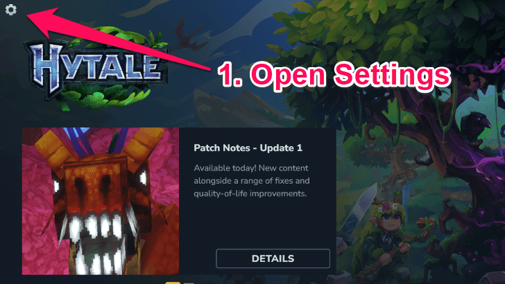 open settings for Update 2