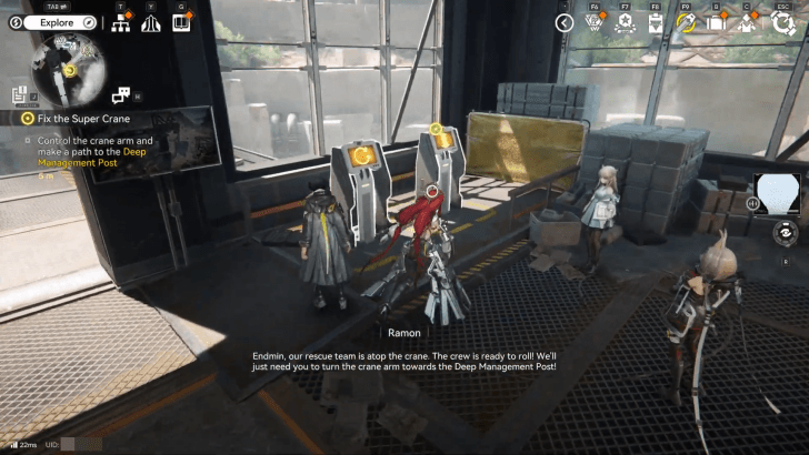 Control the Crane Arm and Make a Path to the Deep Management Post