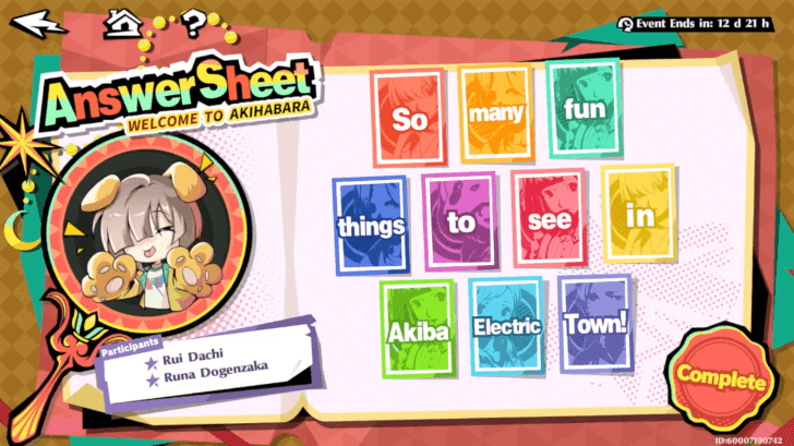 P5X - Akihabara Event Answer