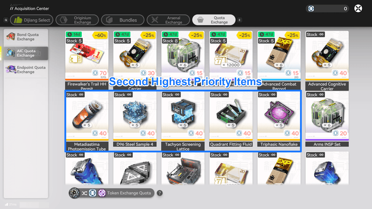 Arknights Endfield AIC Quota Second Highest Priority Item