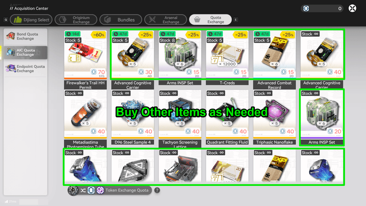 Arknights Endfield AIC Quota Buy Other Items as Needed
