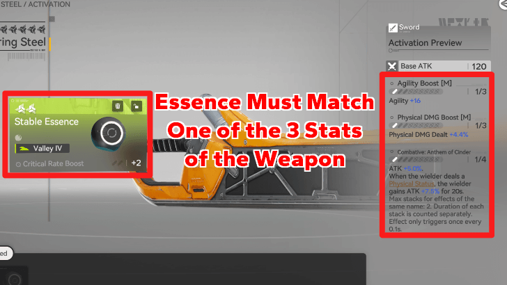 Arknights Endfield - Essence Stat Must Match Stat Bonus from Weapon