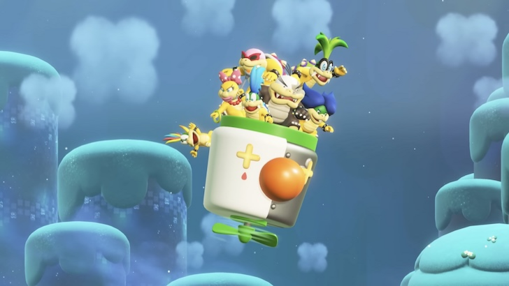 All seven Koopalings arriving in Flower Kingdom