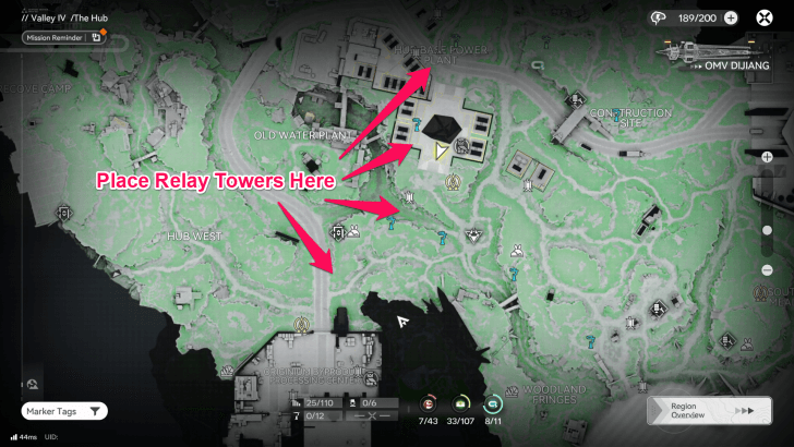 Place Relay Towers to Connect to Your Main Factory.png