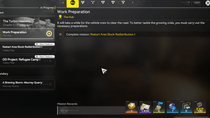 Complete Mission Restart Area Stock Redistribution I