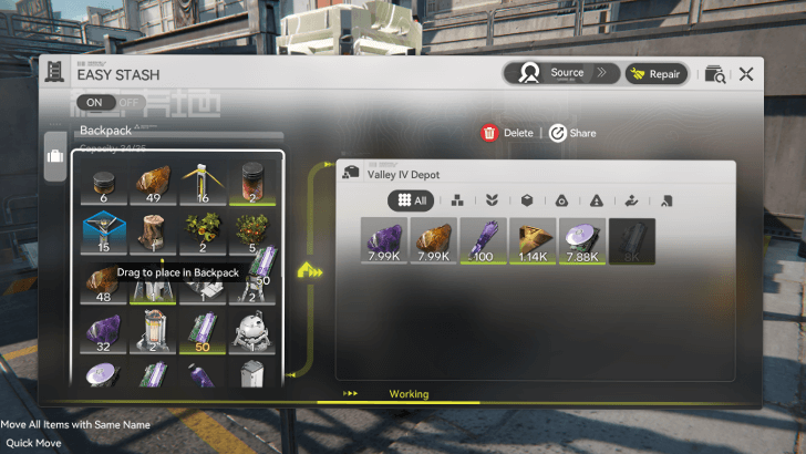 Optional Get Amethyst Parts and Put them in the Backpack