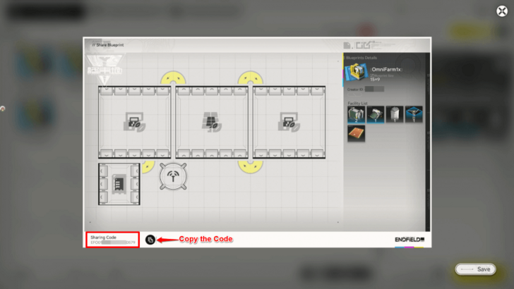 Share Blueprints via a Code