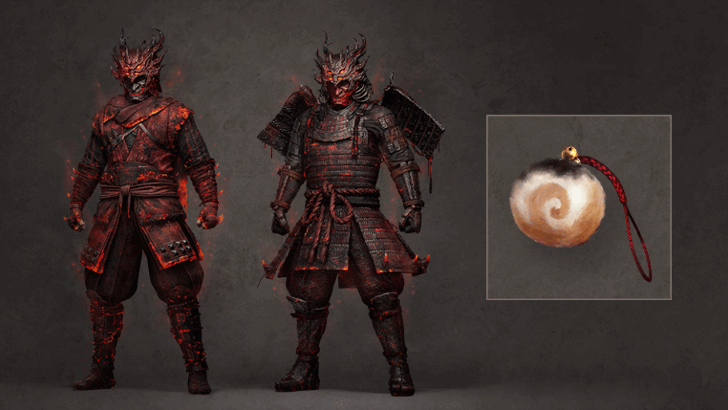 Nioh 3 - Hellfire Warrior Armor and Ninja Attire Sets