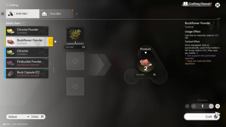 Endfield - Craft Buckflower Powder