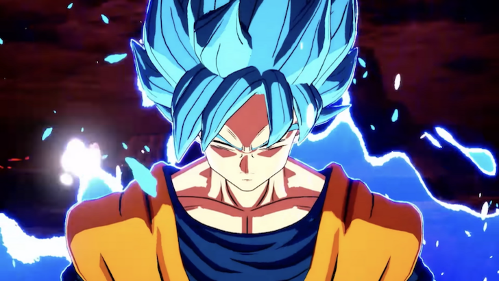 Close-up of Goku in Super Saiyan Blue