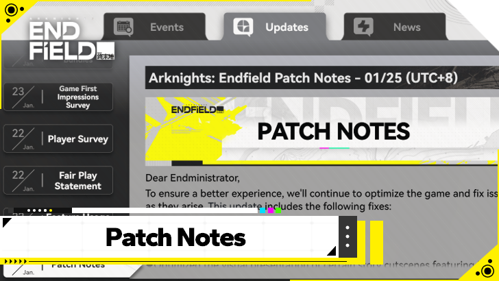 Arknights Endfield - Patch Notes