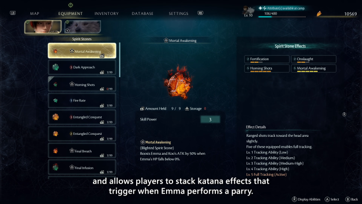 Beast of Reincarnation Spirit Stones menu