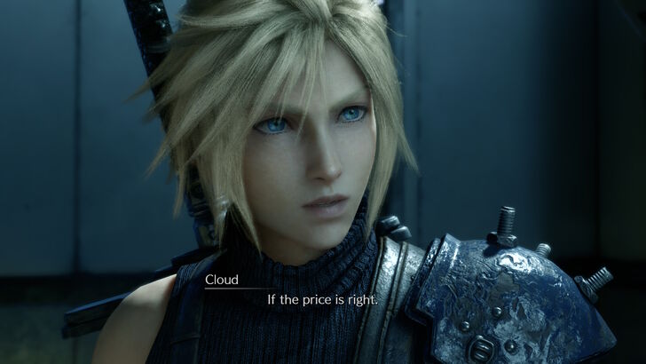 FF7 Remake Intergrade Cloud Saying "If the Price is Right"