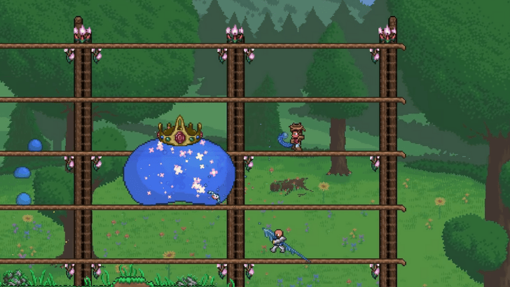 Terraria 1.4.5 King Slime boss fight