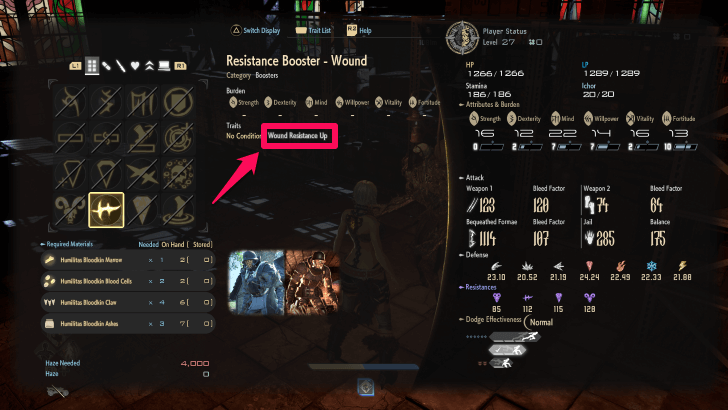 Equip Wound Resistance Items