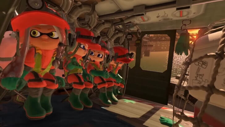 Four inklings onside a transport vehicle