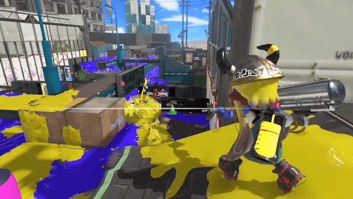 An inkling aiming from high ground