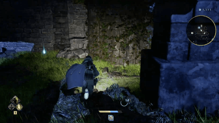 Blue item near the walls