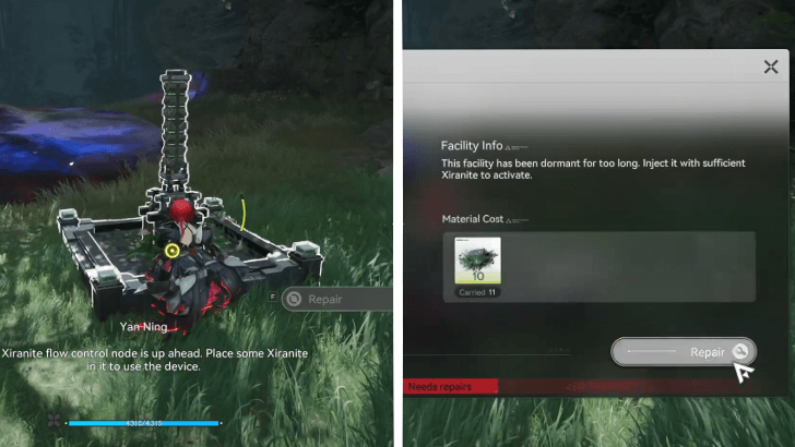 Repair the Xiranite Flow Control Node