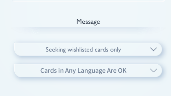Message - Seeking Wishlisted Cards Only